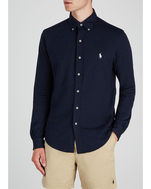 Polo Ralph Lauren Blue Piqué Cotton Shirt for men