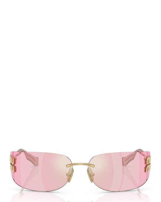 Miu Miu Pink Aube Wrap-Around Sunglasses