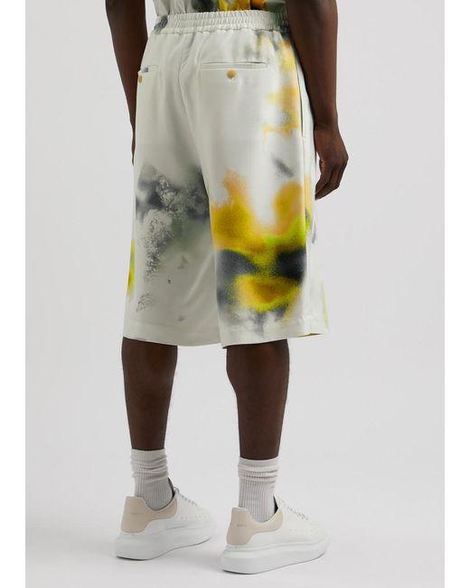 Alexander McQueen White Obscured Printed Jersey Shorts for men
