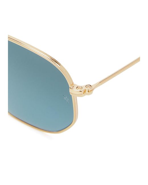 Ray-Ban Blue Tone Oval-Frame Designer Sunglasses, Sunglasses, Lenses, Metal, Transparent Tips, Designer Sunglasses, 100% Uv Protection