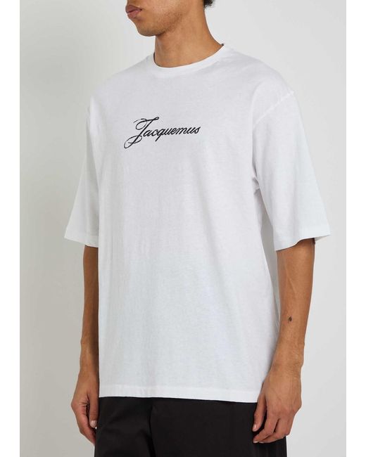 Jacquemus White Le T-Shirt Logo-Print Cotton T-Shirt for men