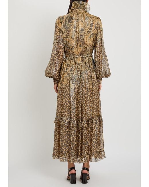 Etro Natural Printed Silk-Blend Midi Dress
