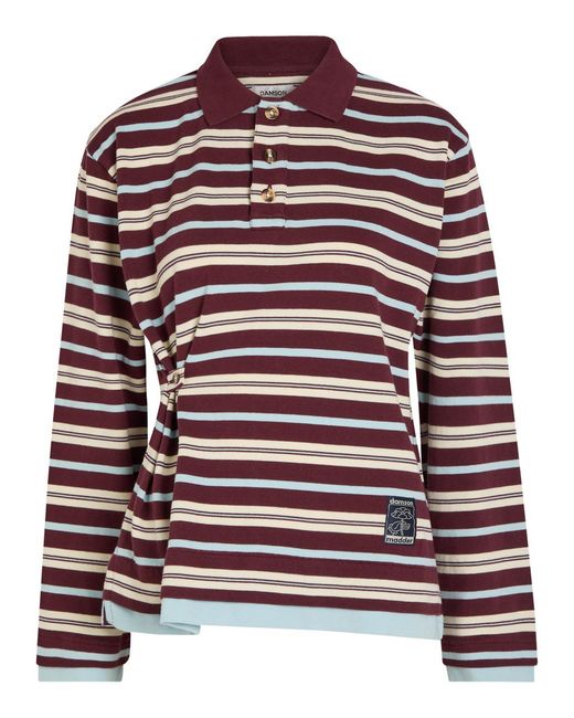 Damson Madder Noah Layered Striped Cotton Rugby Top