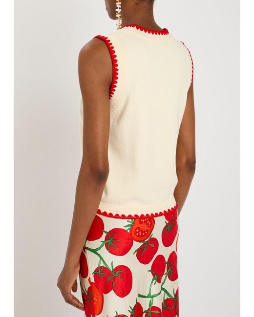 Never Fully Dressed Tomato Embroidered Knit Vest