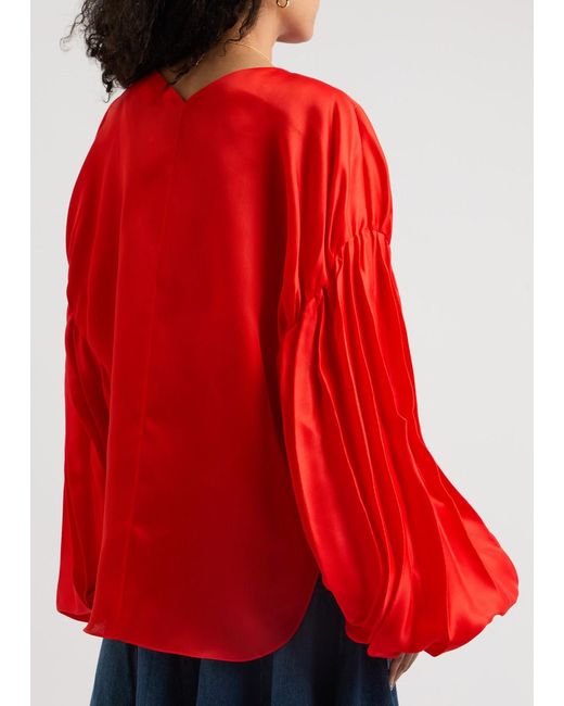 Khaite Red Quico Oversized Silk-Organza Blouse