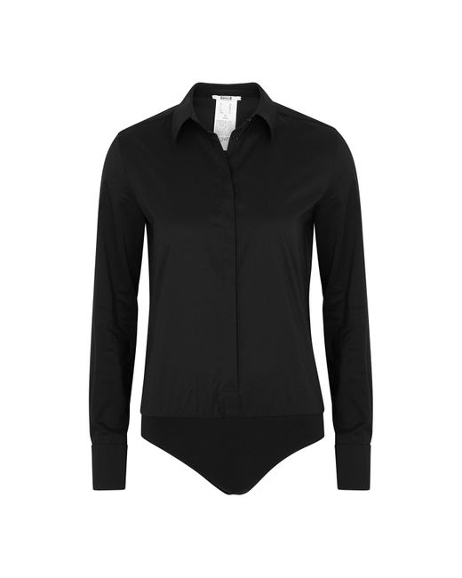 Wolford Black London Effect Cotton-Blend Bodysuit