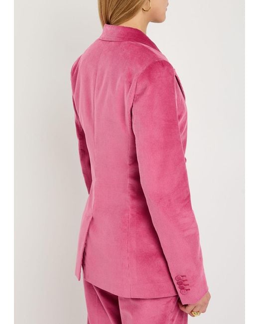 Gabriela Hearst Pink Angela Double-Breasted Corduroy Blazer