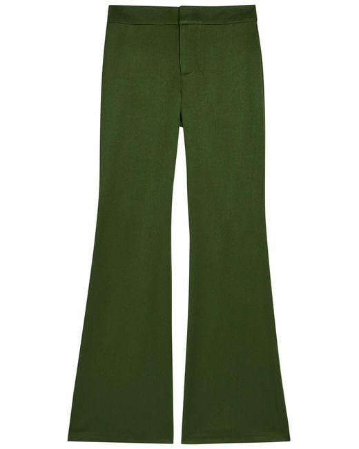 Alice + Olivia Green Andrew Flared-Leg Woven Trousers