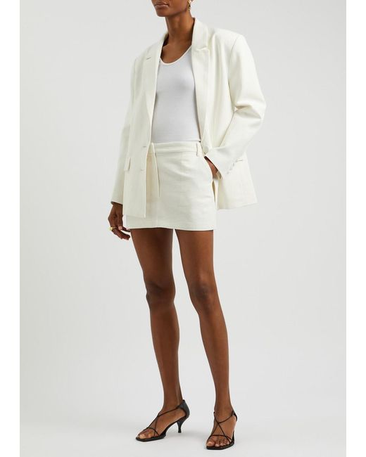 AEXAE White Cotton-Blend Mini Skirt