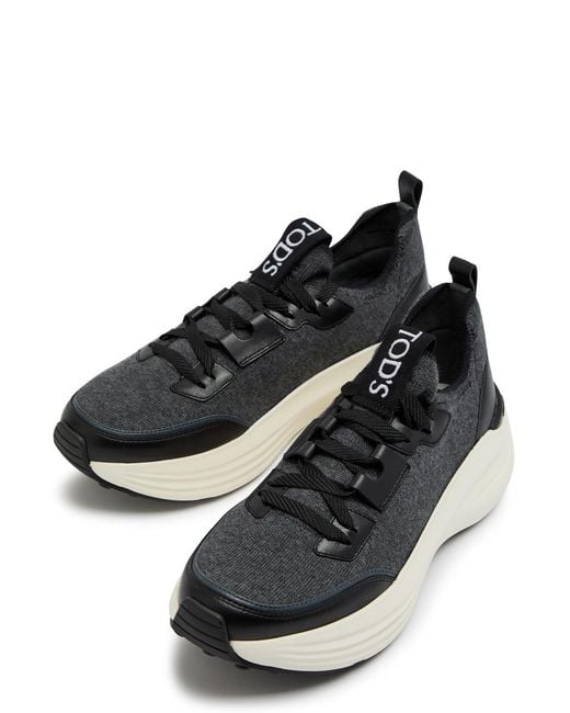 Tod's Black Sportiva 81L Panelled Knit Sneakers