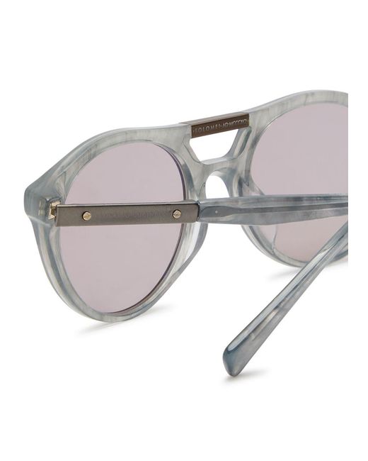 Brunello Cucinelli Gray Flattop Round-Frame Sunglasses for men