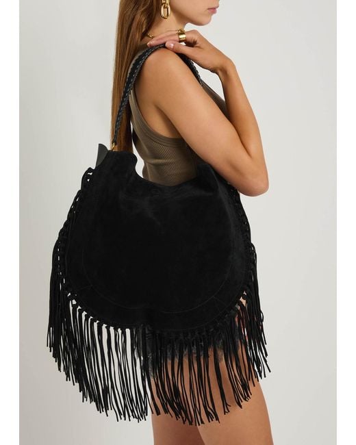 Isabel Marant Black Oskan Hobo Fringed Suede Shoulder Bag