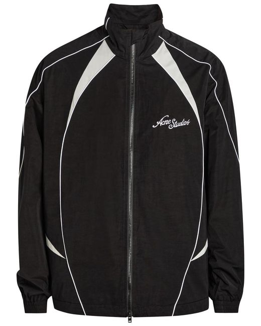 Acne Black Tech Logo-Embroidery Poplin Jacket for men