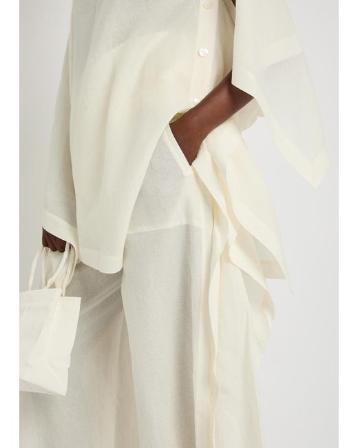 Issey Miyake White Draped Wide-Leg Paper-Blend Trousers
