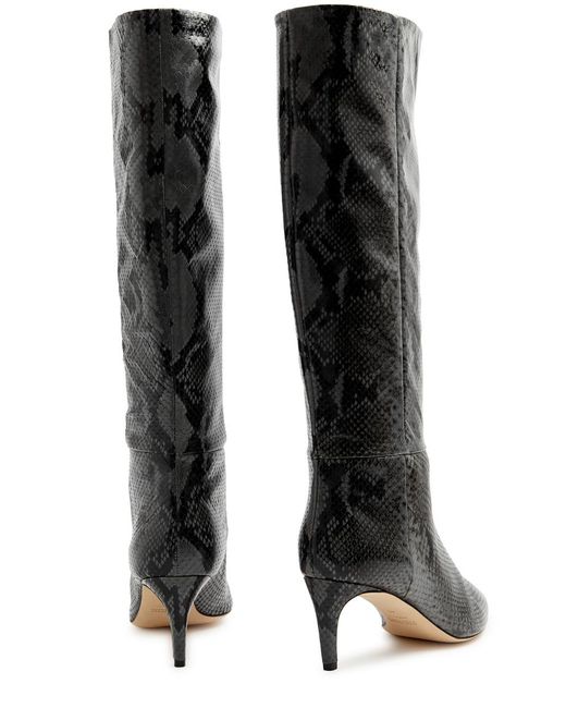 Paris Texas Black 60 Python-effect Leather Knee-high Boots