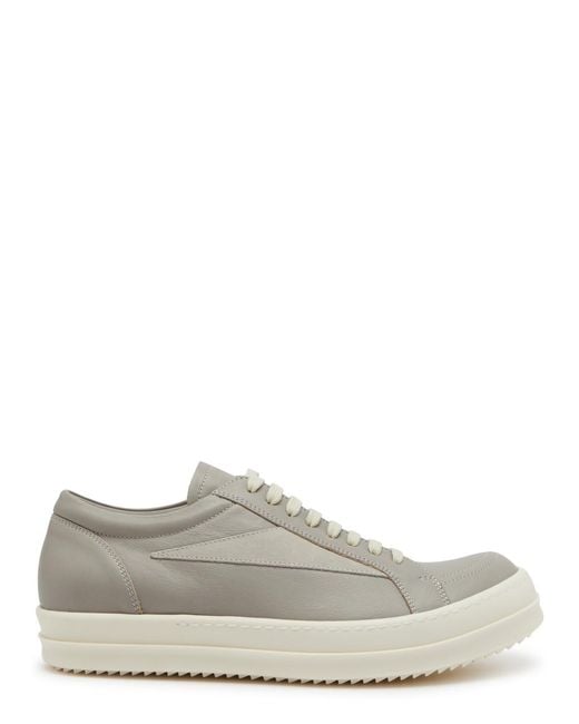Rick Owens White Panelled Leather Sneakers for men