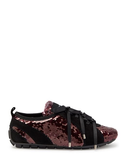 Simone Rocha Black Ballerina Grip Sequin-Embellished Suede Sneakers