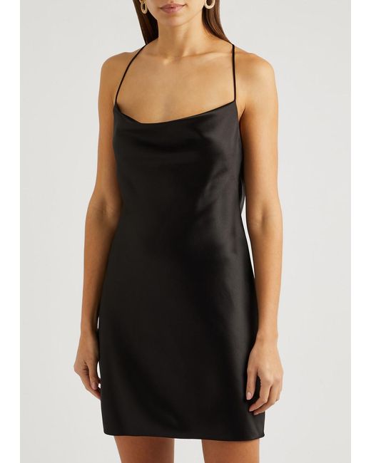 Saint Laurent Black Silk-satin Mini Slip Dress