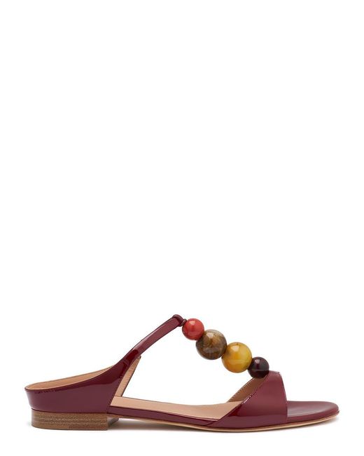 Malone Souliers Brown Lena 10 Beaded Leather Flat Sandals