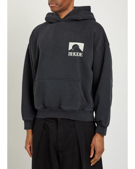 Rhude Black Moonlight Pack Printed Hooded Cotton Sweatshirt for men