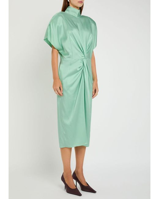 Stella McCartney Green Twisted Satin Midi Dress