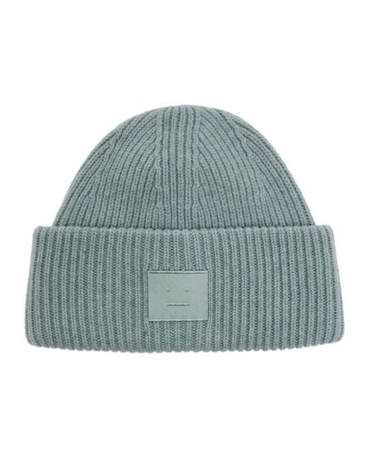 Acne Blue Pana Face Wool-Blend Beanie