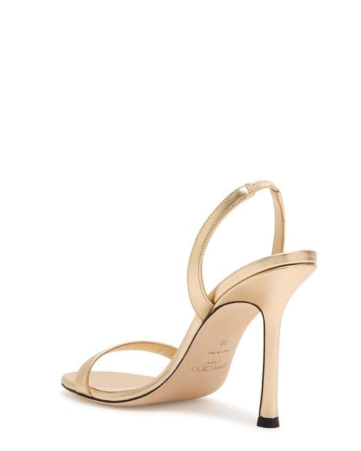 Jimmy Choo White Jenn 100 Metallic Leather Slingback Sandals