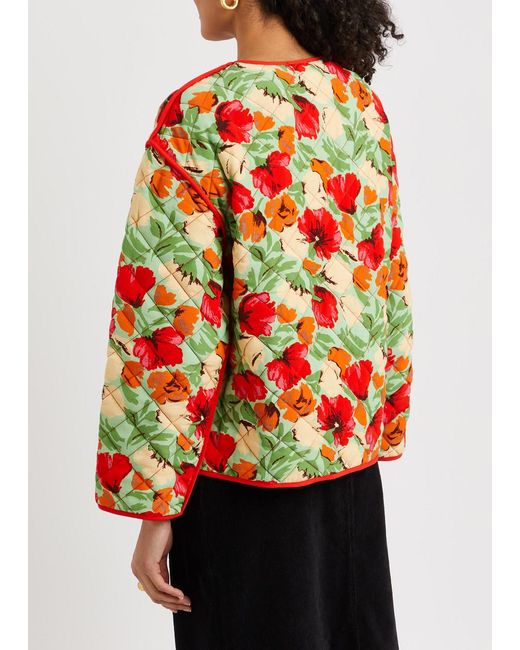 Kitri Red Theodora Floral-print Reversible Jacket