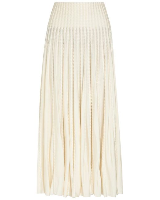 Alaïa Natural Textured Knit Midi Skirt
