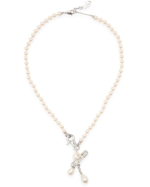Vivienne Westwood Metallic Claude Small Faux Pearl Necklace