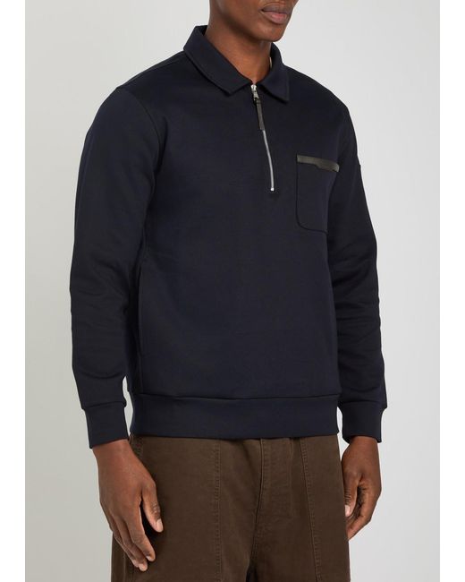 Moncler Blue Patch Pocket Cotton-Blend Sweatshirt for men