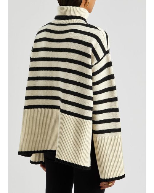 Totême  Natural Striped Roll-neck Wool-blend Jumper