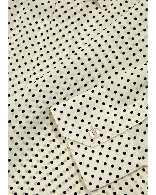 Saint Laurent White Polka-dot Printed Silk Shirt for men