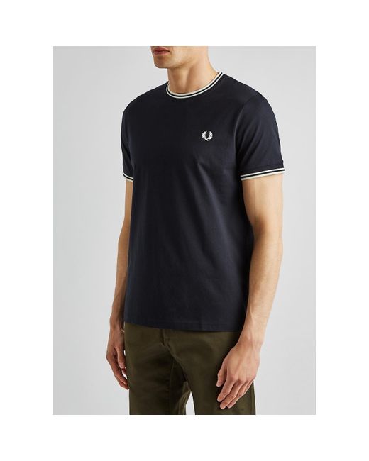 Fred Perry Blue M1588 Cotton T-Shirt for men