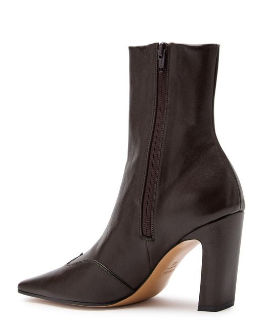 Khaite Brown Nevada 85 Designer Leather Ankle Boots Uk3