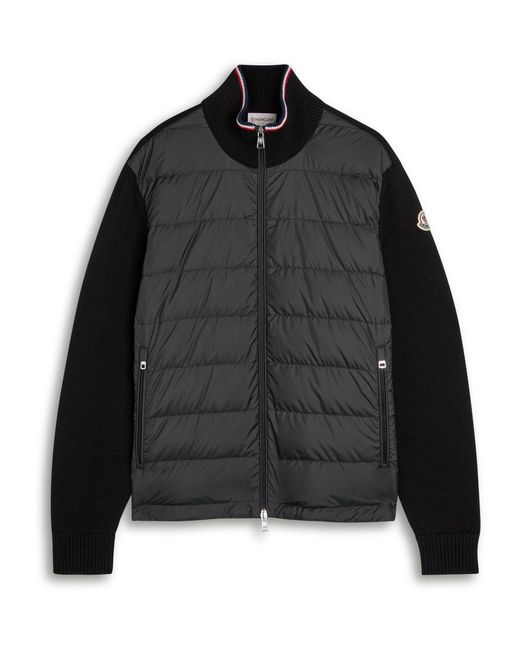 Moncler Black Quilted Shell And Knit Jacket for men