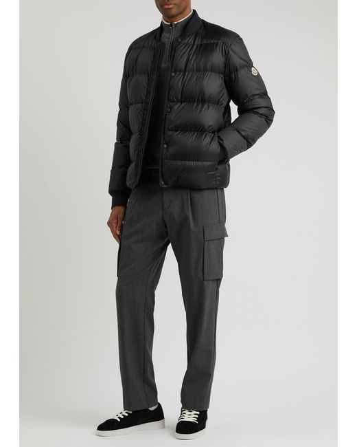 Moncler Black Bazena Quilted Shell Bomber Jacket for men