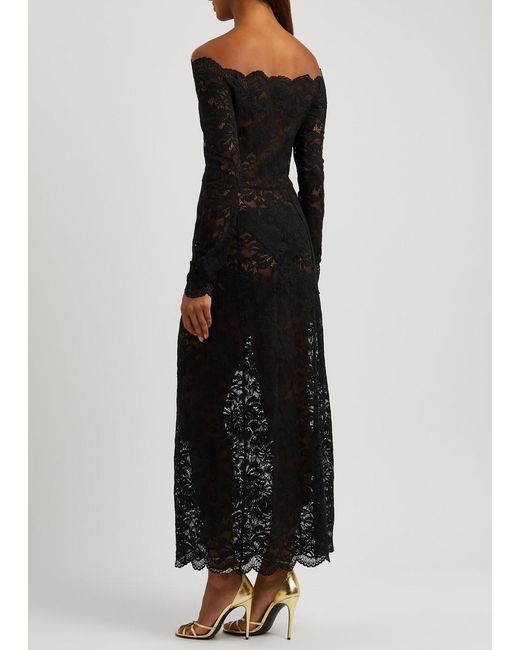 Rabanne Black Off-the-shoulder Lace Maxi Dress