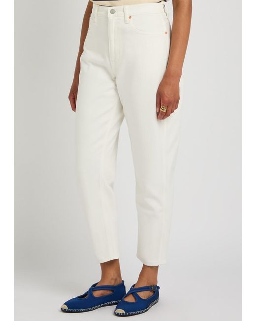 Polo Ralph Lauren White Curved Tapered-Leg Jeans