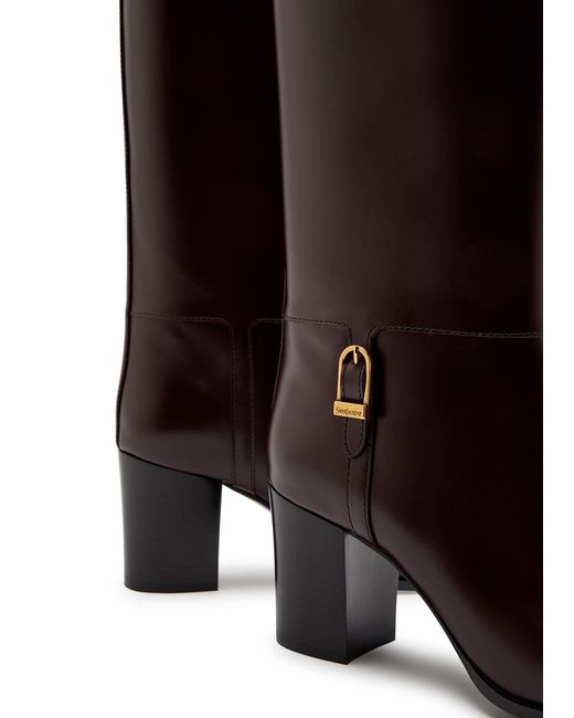 Saint Laurent Brown Julia 70 Leather Knee-High Boots