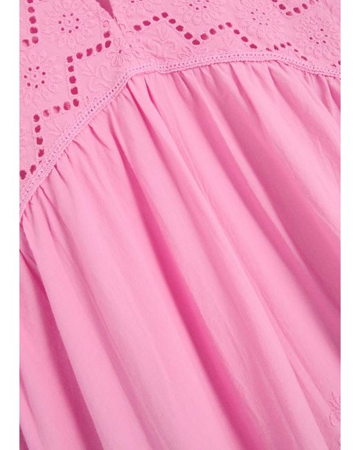 Melissa Odabash Pink Sebenna Broderie-Anglaise Kaftan Dress