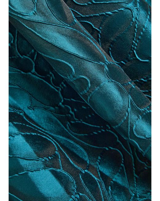Talbot Runhof Blue Patterned-Jacquard Woven Midi Dress