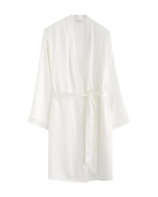 Simone Perele White Love Me Silk-Satin Robe