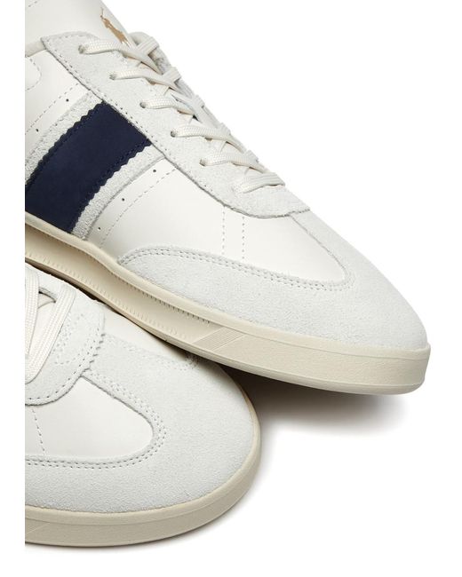 Polo Ralph Lauren White Heritage Aera Panelled Leather Sneakers for men