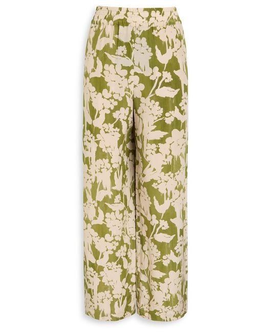 Victoria Beckham Metallic Floral-Print Silk-Crepe Trousers