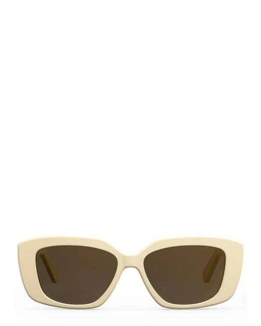 Céline White Triomphe Rectangle-Frame Sunglasses
