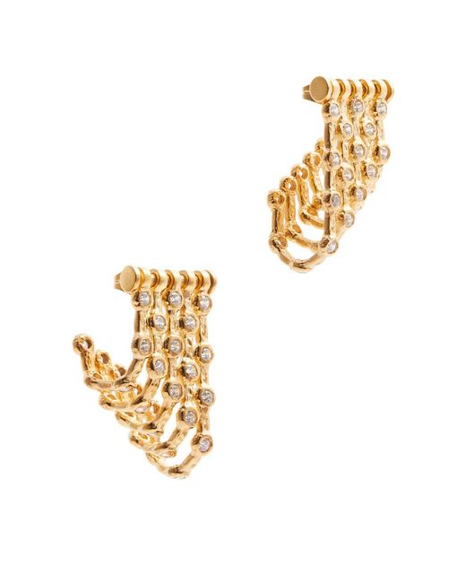Joanna Laura Constantine Metallic Embellished 18kt -plated Hoop Earrings