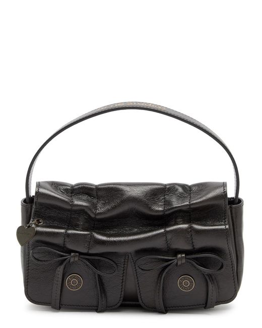 Acne Black Rev Micro Crinkled Leather Top Handle Bag