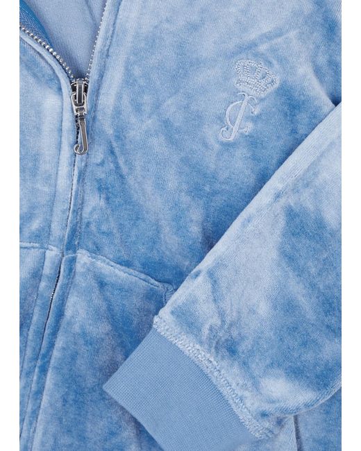 Juicy Couture Blue Robyn Hooded Velour Sweatshirt
