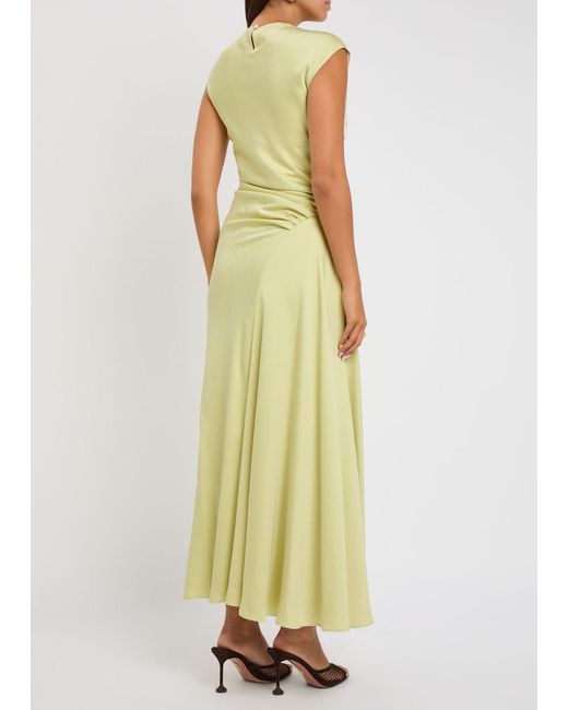 Jonathan Simkhai Yellow Burke Draped Satin Midi Dress